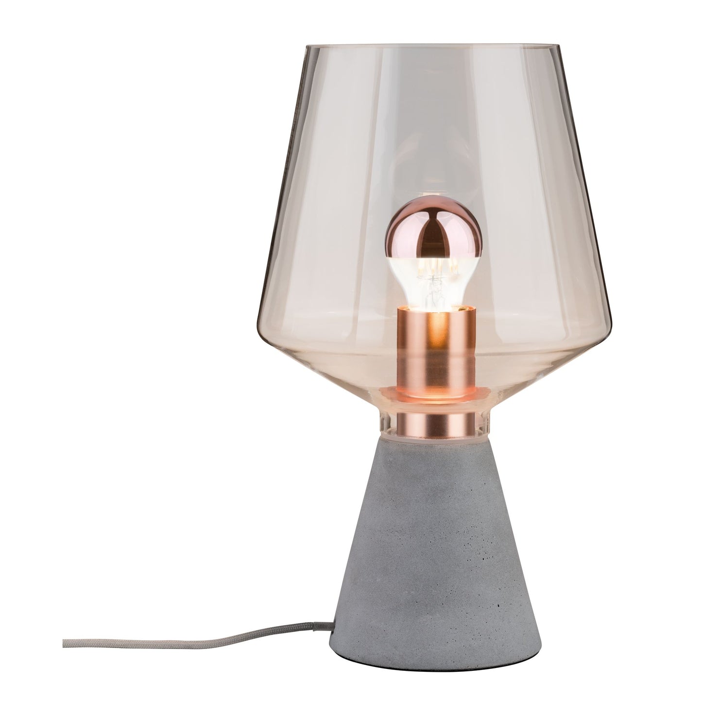 Paulmann Neordic Yorik Tischleuchte max.1x20W E27 Klar/Grau/Kupfer Glas/Beton/Metall  