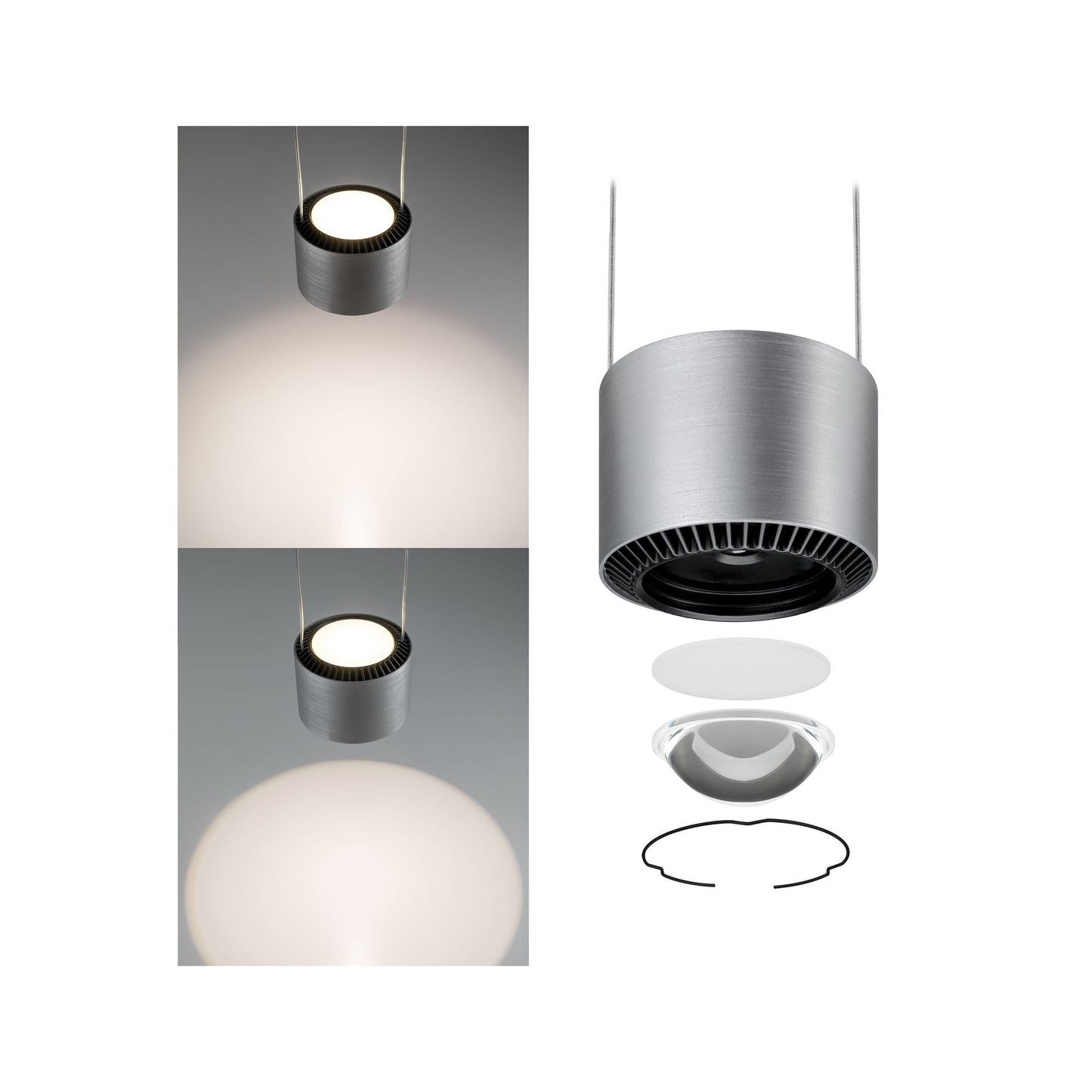 Paulmann Aldan Pendelleuchte dim LED 3x9W Schwarz/Alu gebürstet 230V Aluminium