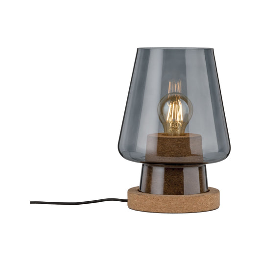 Paulmann Neordic Iben Tischleuchte max1x20W E27 Rauchglas Kork 230V Glas/Kork
