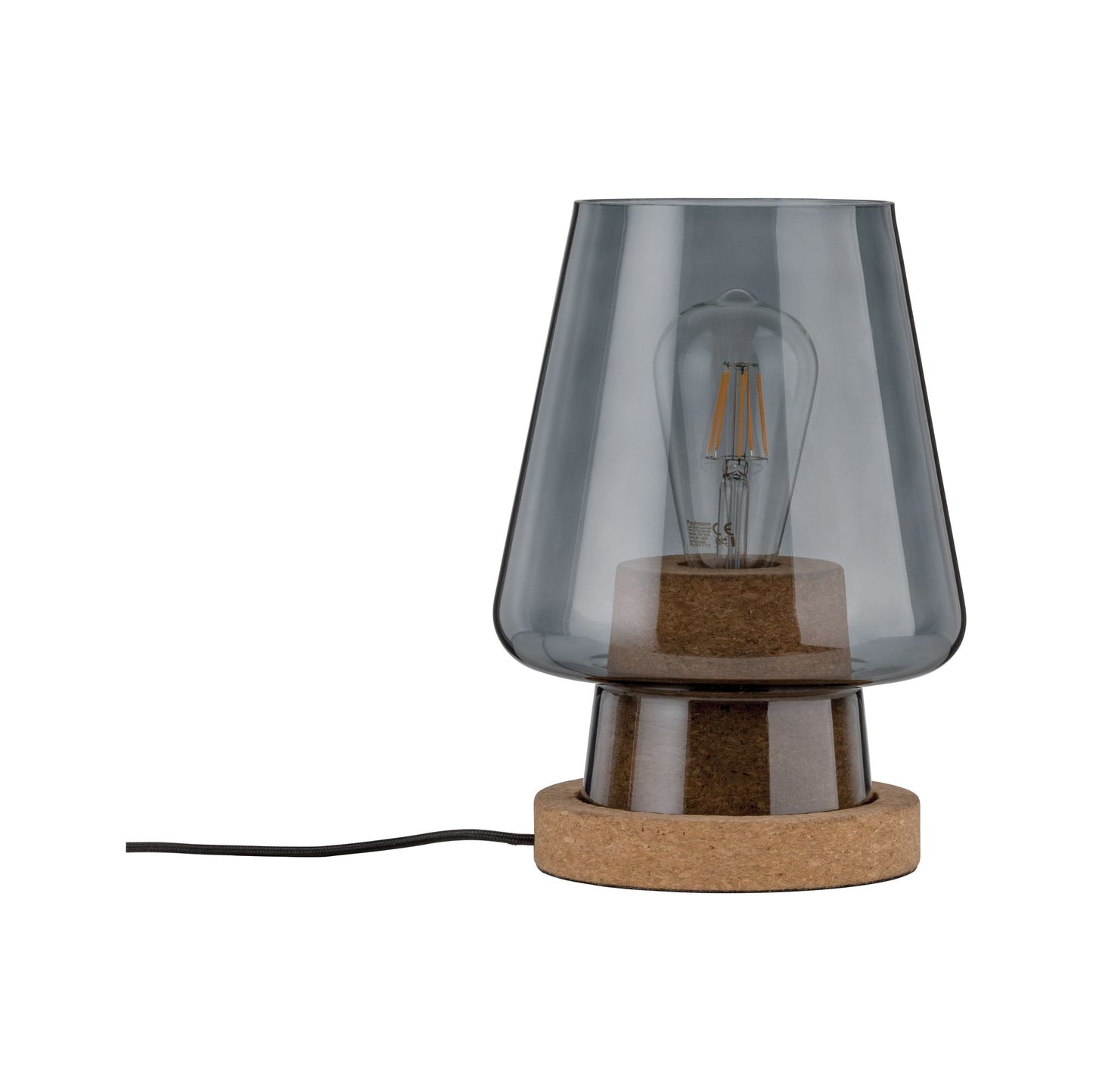 Paulmann Neordic Iben Tischleuchte max1x20W E27 Rauchglas Kork 230V Glas/Kork