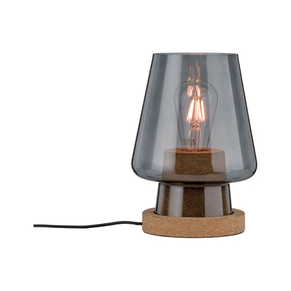 Paulmann Neordic Iben Tischleuchte max1x20W E27 Rauchglas Kork 230V Glas/Kork