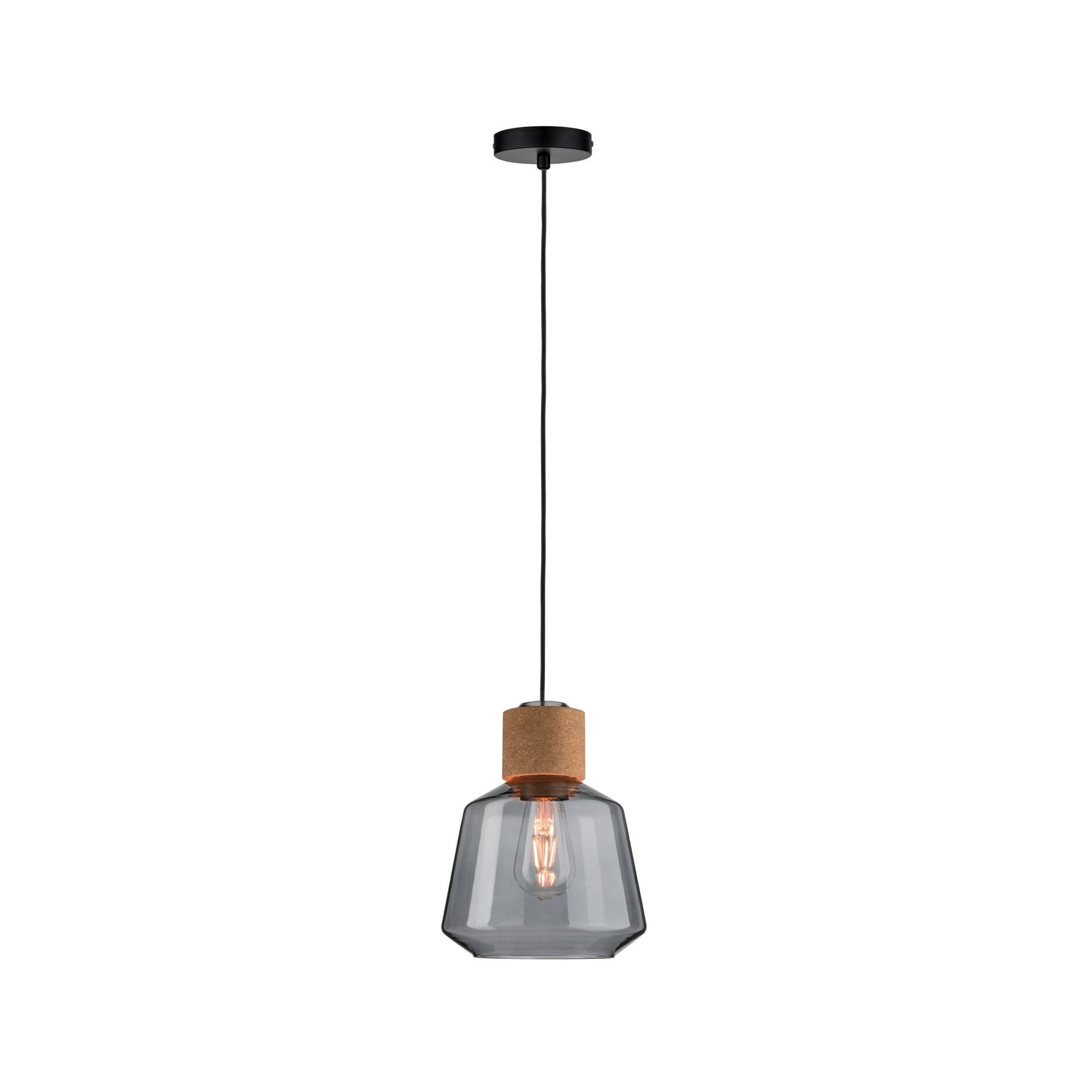 Paulmann Neordic Elia Pendelleuchte max1x20W E27 Rauchglas/Kork/Schwarz 230V Gl/Kork/Mt