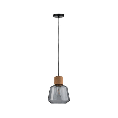 Paulmann Neordic Elia Pendelleuchte max1x20W E27 Rauchglas/Kork/Schwarz 230V Gl/Kork/Mt
