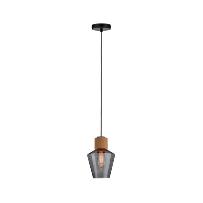 Paulmann Neordic Edla Pendelleuchte max1x20W E27 Rauchglas/Kork/Schwarz 230V Gl/Kork/Mt