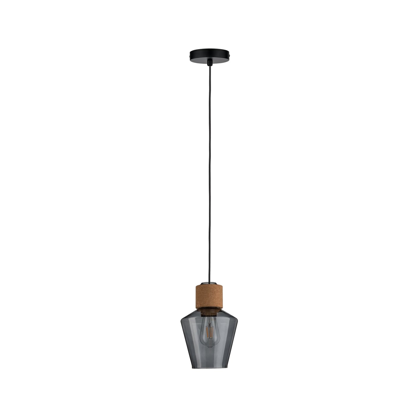 Paulmann Neordic Edla Pendelleuchte max1x20W E27 Rauchglas/Kork/Schwarz 230V Gl/Kork/Mt