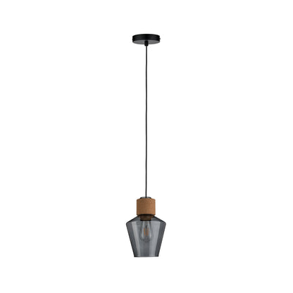 Paulmann Neordic Edla Pendelleuchte max1x20W E27 Rauchglas/Kork/Schwarz 230V Gl/Kork/Mt
