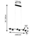 Paulmann LED Pendelleuchte Puric Pane    2700K 6x350lm 6x4,5W Schwarz dimmbar