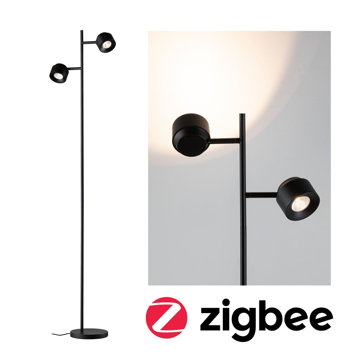 Paulmann LED Stehleuchte Puric Pane  Smart Home Zigbee   2700K 2x300lm 2x3W Schwarz