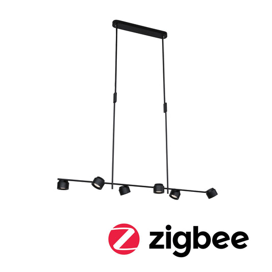 Paulmann LED Pendelleuchte Puric Pane Effect   2700K 600lm / 300lm 6x6 / 1x3W Schwarz dimmbar