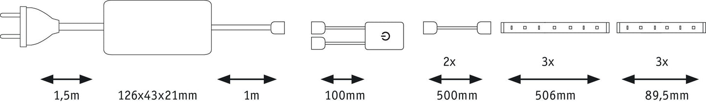 Paulmann Function MaxLED 500 Comfort Set Kitchen 3x60cm Warmweiß Touch Sensor