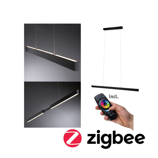Paulmann LED Pendelleuchte Smart Home Zigbee Aptare   2700K 2.050lm / 2.050lm 2x18 / 1x18W Schwarz dimmbar Metall