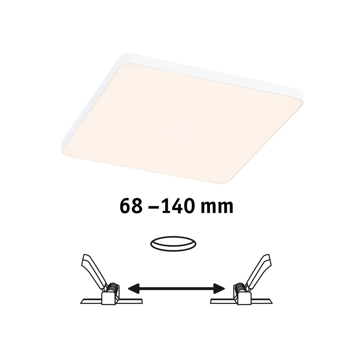 Paulmann VariFit LED Einbaupanel Veluna Edge IP44 eckig 160x160mm 1100lm 3000K Weiß