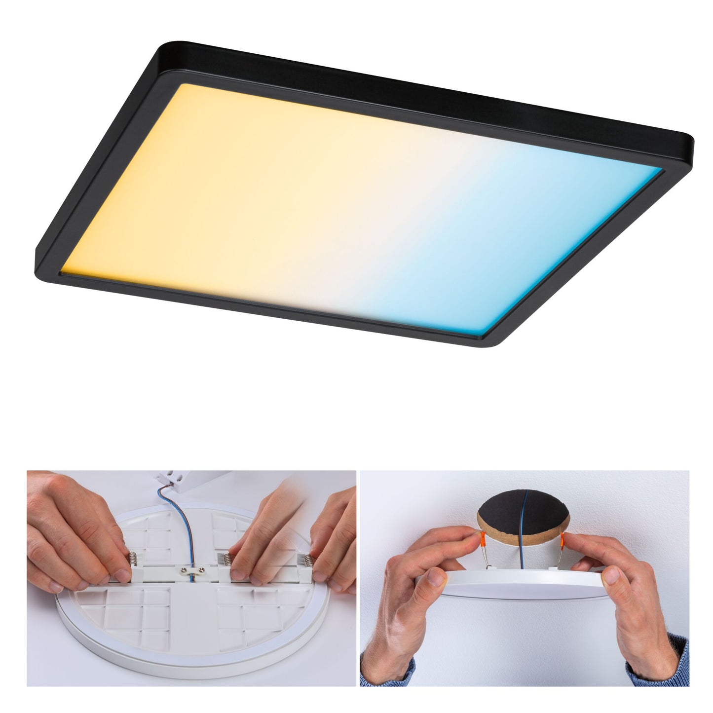 Paulmann VariFit LED Einbaupanel Areo Smart Home Zigbee  IP44 eckig 230x230mm Tunable White Schwarz dimmbar