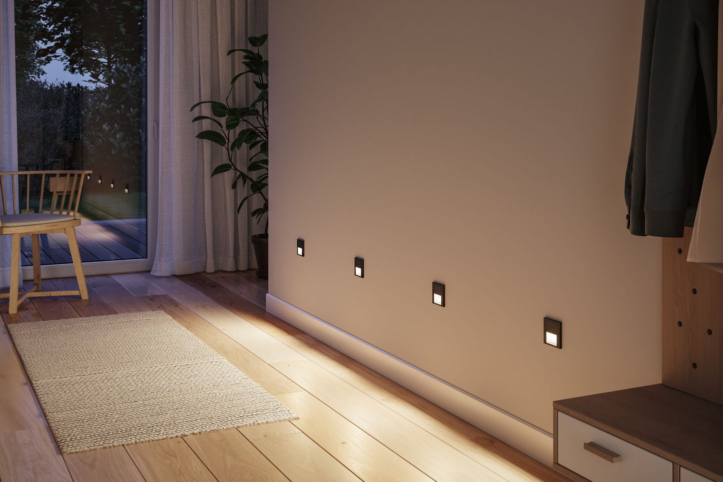 Paulmann LED Wandeinbauleuchte Tsaro eckig 80x36mm   1W 80lm 230V  2700K Schwarz matt