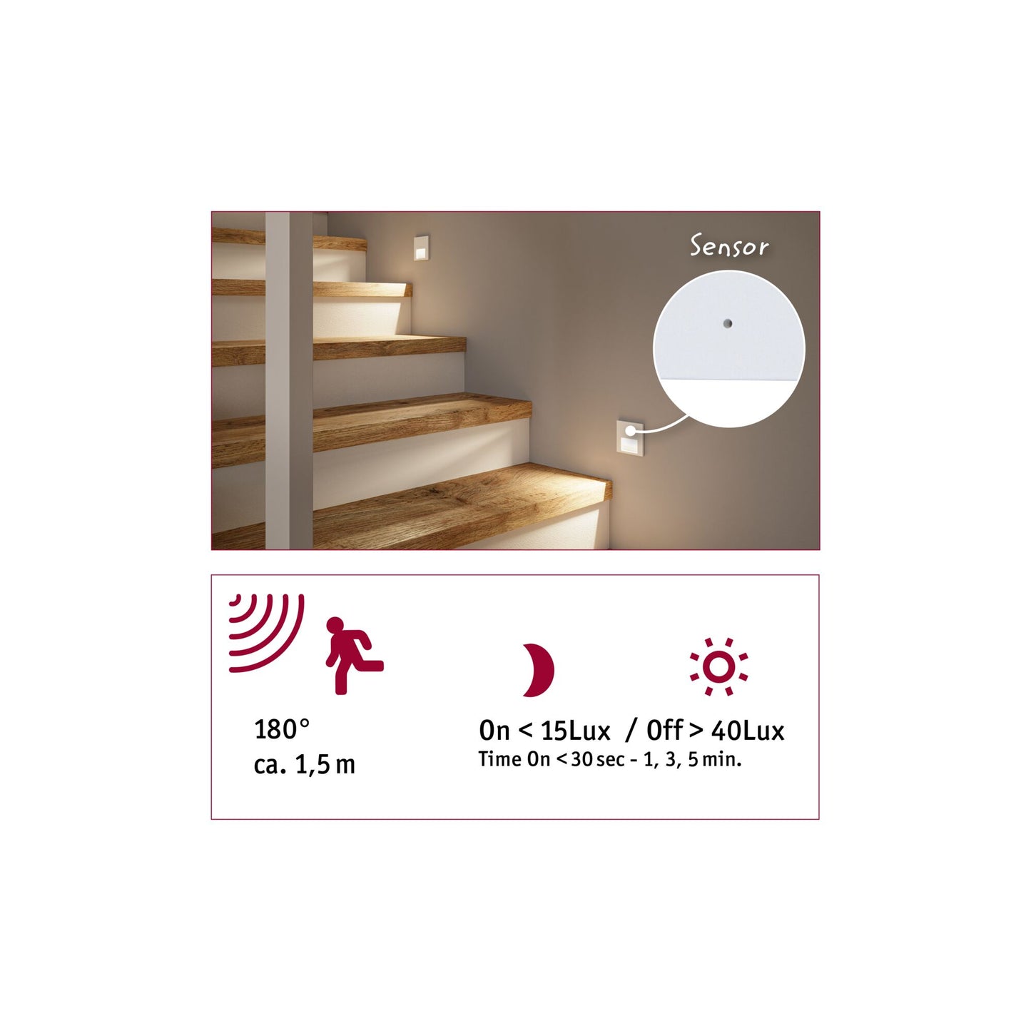 Paulmann LED Wandeinbauleuchte Tsaro eckig 80x36mm   1W 80lm 230V  2700K Weiß matt