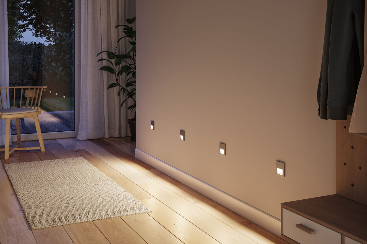 Paulmann LED Wandeinbauleuchte Tsaro eckig 80x36mm   1W 80lm 230V  2700K Chrom matt