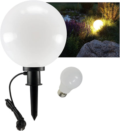 Garten Kugelleuchte Erdspieß "CT-GL30cm" IP44, 230V, 1,5m Kabel, E27 Fassung