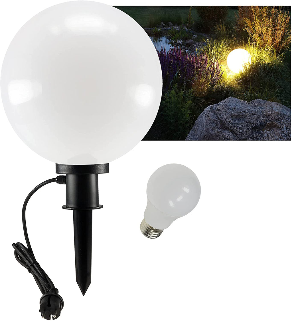Garten Kugelleuchte Erdspieß "CT-GL30cm" IP44, 230V, 1,5m Kabel, E27 Fassung