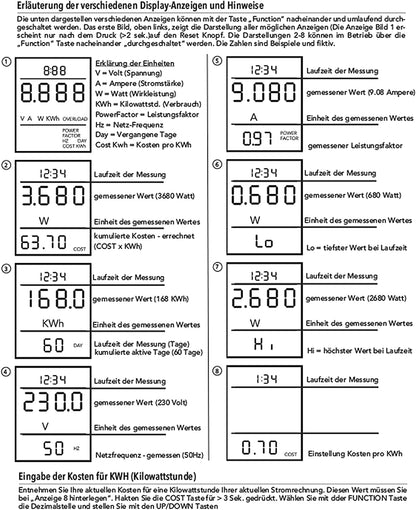 Energiekosten-Messgerät "CTM-900" LC-Display, Messung bis zu 3680W