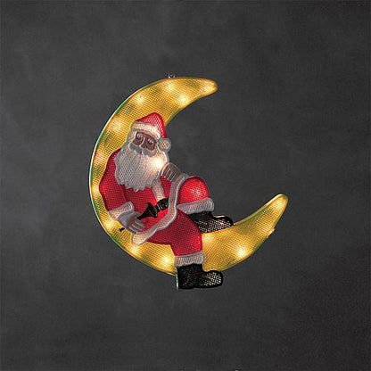 LED Fensterbild Weihnachtsmann im Mond 20 ww LED 2860-010