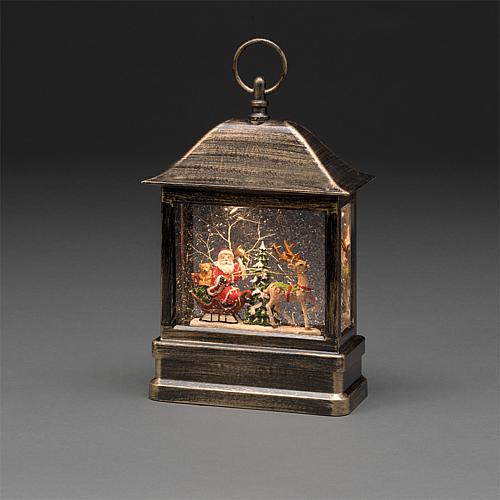LED Schneelaterne mit Weihnachtsmann im Schlitten4351-000