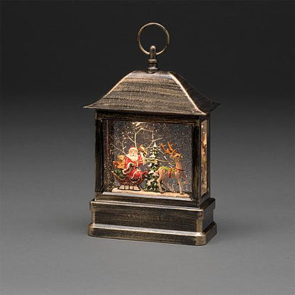 LED Schneelaterne mit Weihnachtsmann im Schlitten4351-000