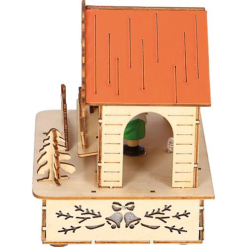 LED Holzsilhouette 'Marktstand mit orangem Dach' 2821-100