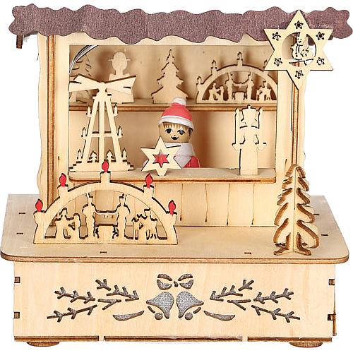 LED Holzsilhouette 'Marktstand mit braunem Dach' 2822-100