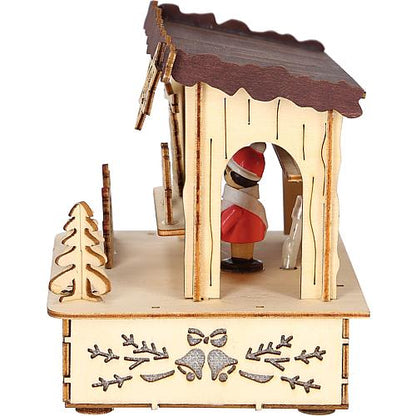 LED Holzsilhouette 'Marktstand mit braunem Dach' 2822-100
