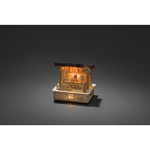 LED Holzsilhouette 'Marktstand mit braunem Dach' 2822-100