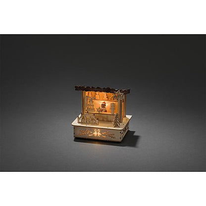 LED Holzsilhouette 'Marktstand mit braunem Dach' 2822-100