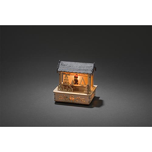 LED Holzsilhouette 'Marktstand mit grauem Dach' 2823-100