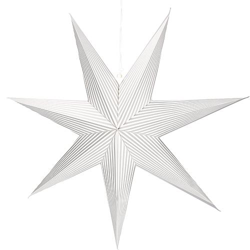 Weißer Papierstern mit silberfarbenen Streifen 60x60cm 5906-230