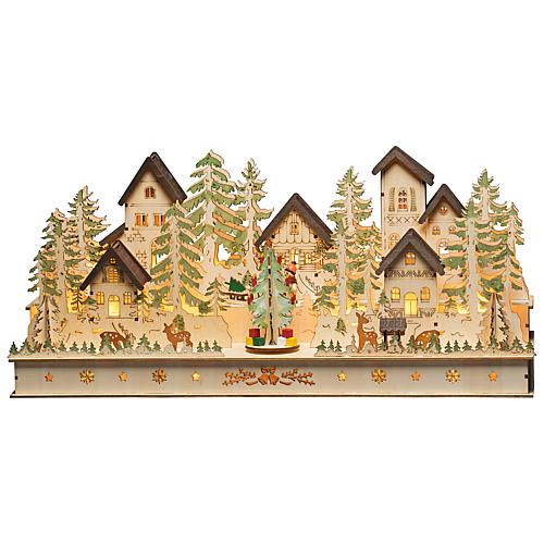 ***LED Holzsilhouette 'Haus und Figuren' 3255-100