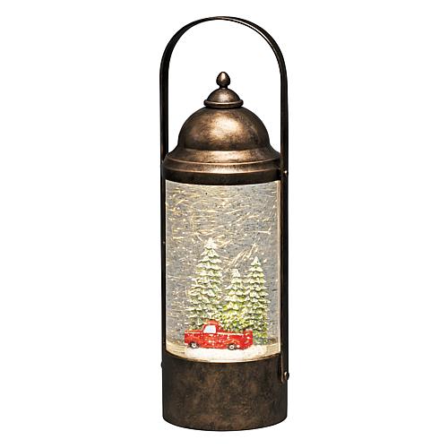 LED Wasserlaterne mit Weihnachtsbäumen und Auto 4348-000