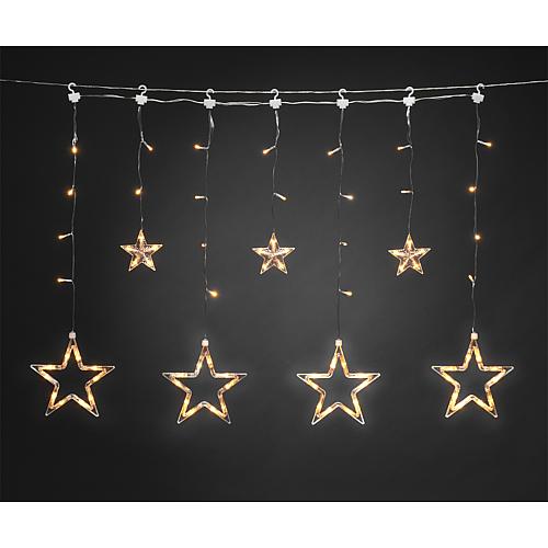 LED Lichtervorhang mit Sternen 77 bernsteinf. LED