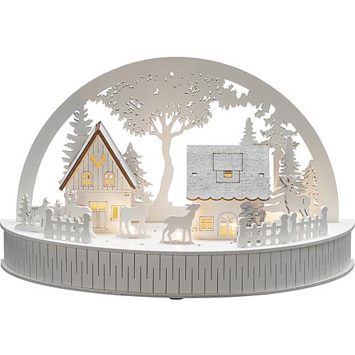 LED Holzsilhouette 'Häuser und Rentiere' 3280-210