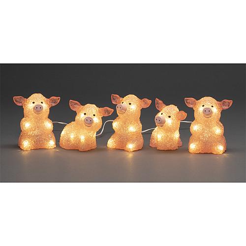LED Acryl Schweine 5er-Set 40 ww LED außen