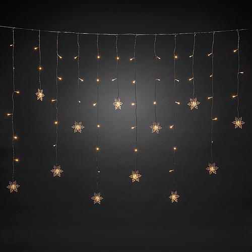 LED Lichtervorhang mit Schneeflocken 60 ww LED