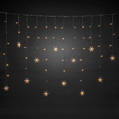 LED Lichtervorhang mit Schneeflocken 60 ww LED