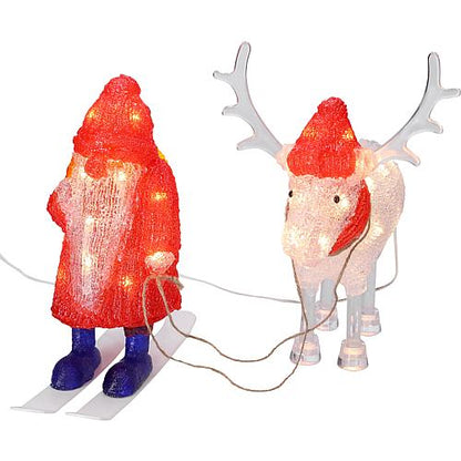 LED Acryl Weihnachtsmann und Rentier 40 ww LED