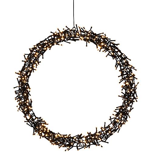 LED Metallkranz gefrostet 600 bernstein. LED außen
