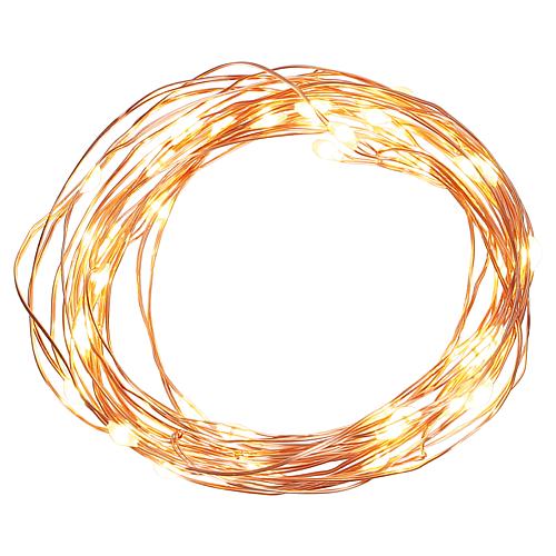 EGB Micro LED-Lichterkette 20 fl. warmweiß, Timer kupferfarbener Draht, batteriebetrieben 3xAA