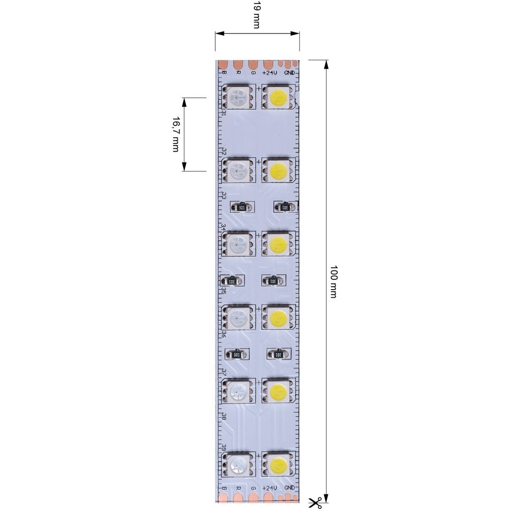 Deko-Light 5050-2x60-24V-RGB+6000K-3m 75W Weiß