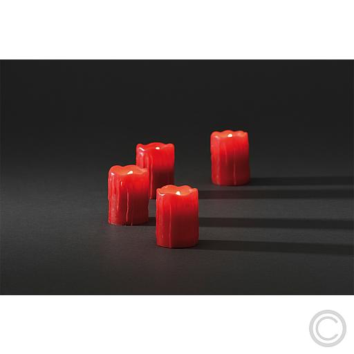 LED Echtwachskerze rot 4er-Set 1966-550