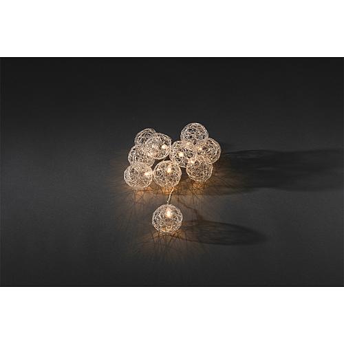 LED Dekolichterkette 16 ww LED 3148-103 Aluminium-Drahtkugeln, batteriebetrieben