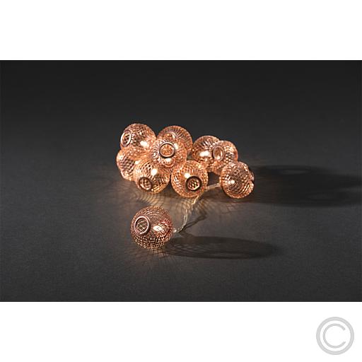 LED Dekolichterkette 10 ww LED 3145-603 kupferfarbene Metallkugeln, batteriebetrieben