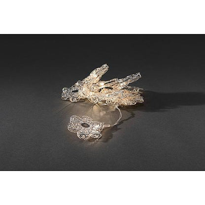 Konstsmide LED Dekolichterkette Metallblumen silber, 10 warm weiße Dioden, batteriebetrieben, Innen, transparentes Kabel
