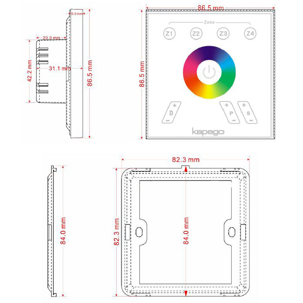 Deko-Light Touch Panel, Bediengerät Kapego RF Color 220-240V