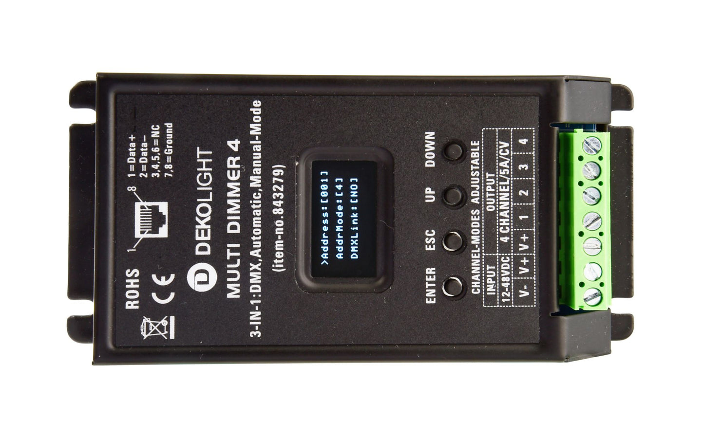 Deko-Light MULTI-LED-Dimmer 1-4 CH, DMX/AUTO/MAN, 12-48V, 20A